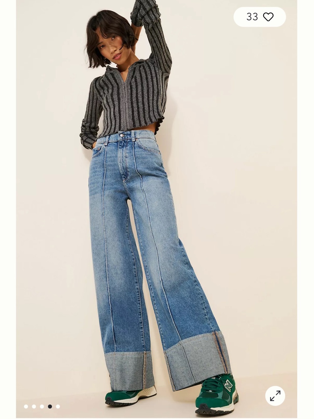 DL1961 Hepburn Wide-Leg Cuffed Jeans Size 24 - High Rise 32”